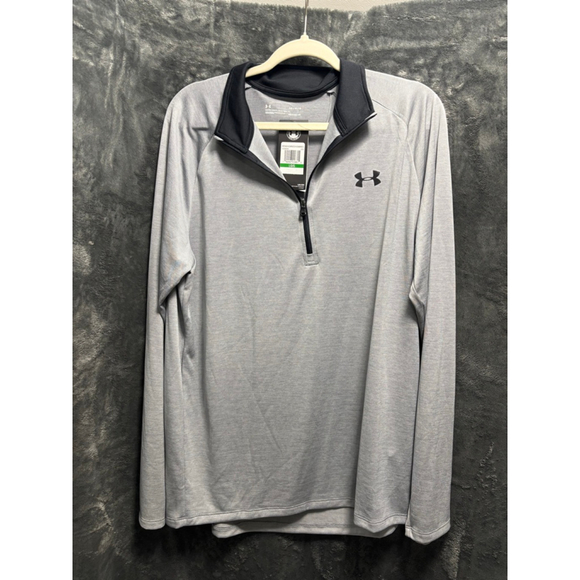 NWT Men's Under Armour Loose Grey Golf Running Heat Gear Quarter Zip Size Large - Picture 6 of 7